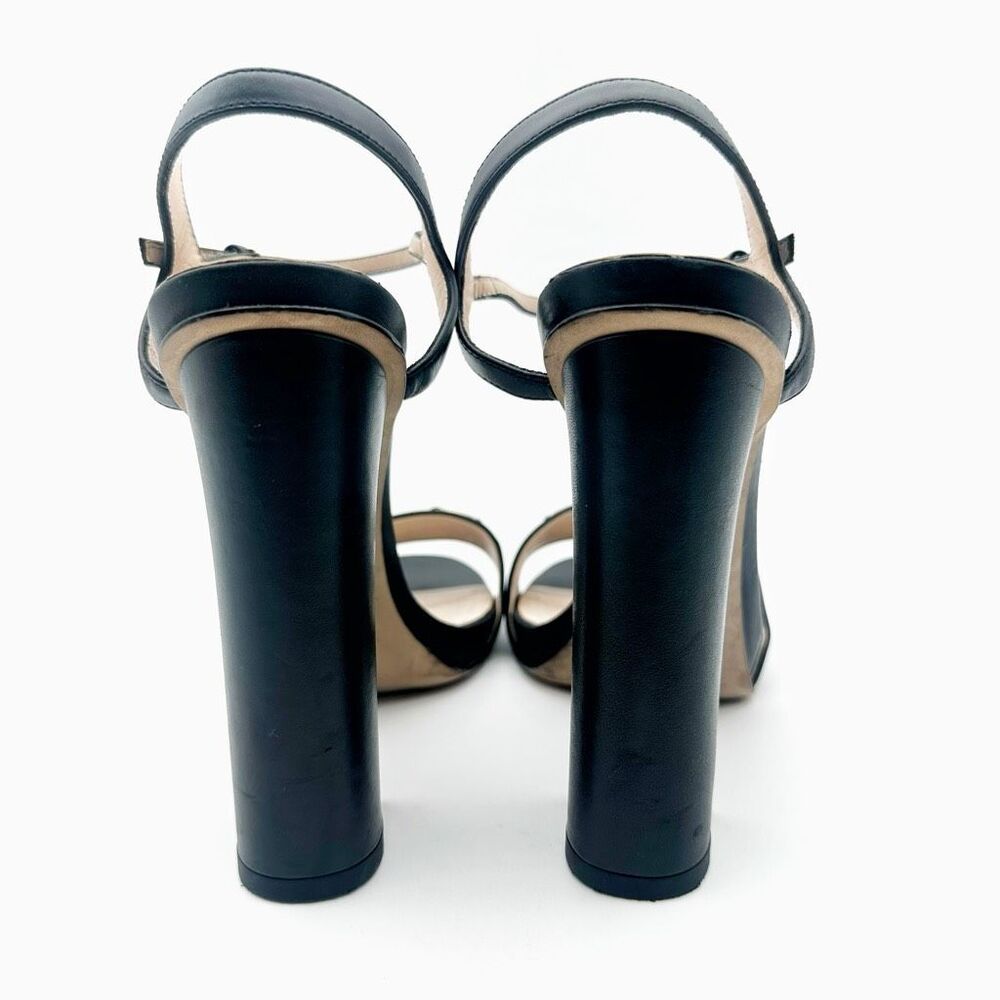 GUCCI Horsebit Black Leather Heeled Sandal Size 38 Leather Block Claudie - Picture 7 of 13